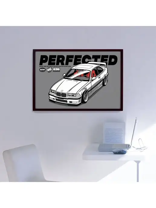 Resource Stickers Постер BMW E36 perfected 60X40