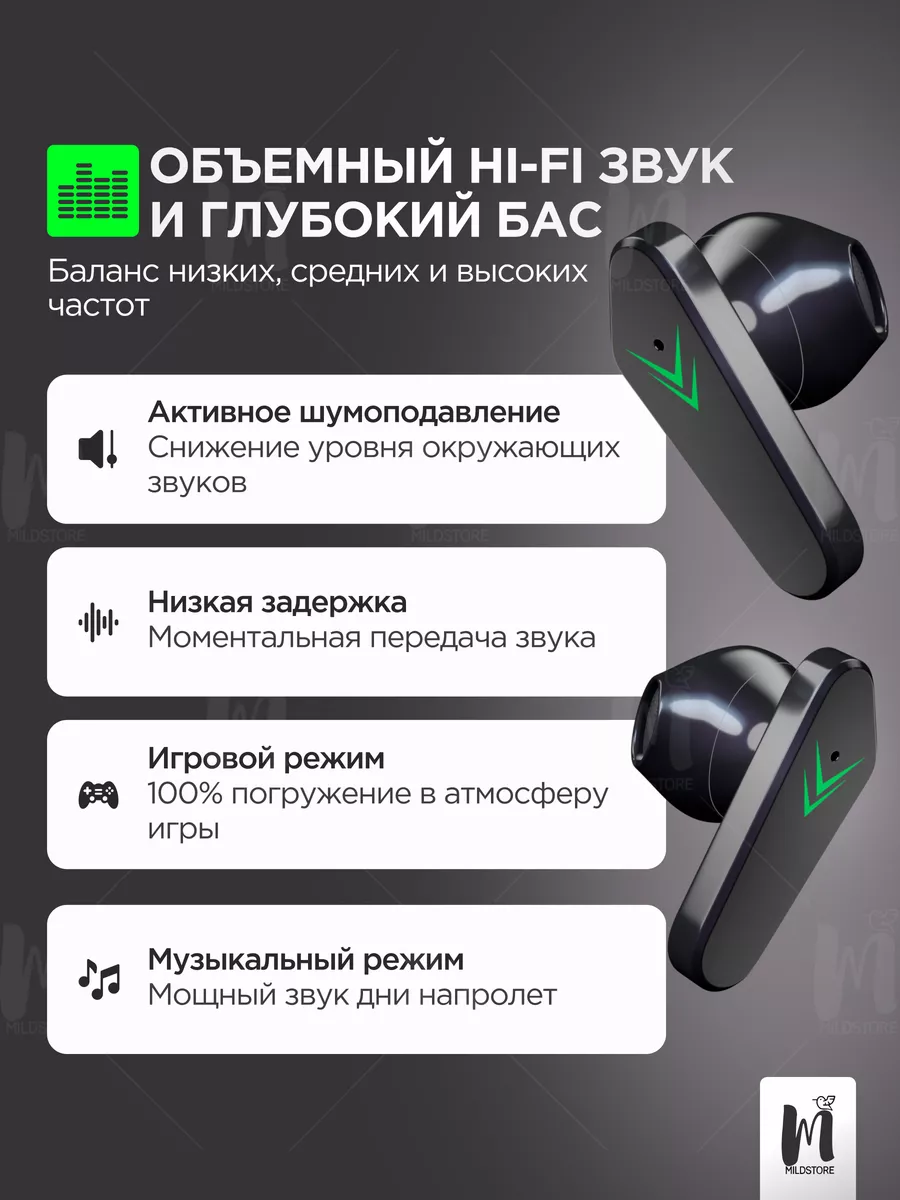 Наушники беспроводные игровые MILDSTORE 154532809 купить за 604 ₽ в  интернет-магазине Wildberries