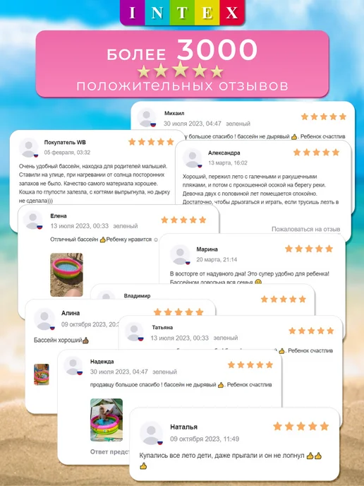Intex Бассейн надувной детский 86 см, зеленый, в упаковке 406 г, фото 2