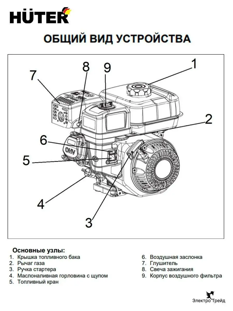 Двигатель бензиновый четырехтактный GE-170F-19 Huter 154564411 купить за 9  990 ₽ в интернет-магазине Wildberries