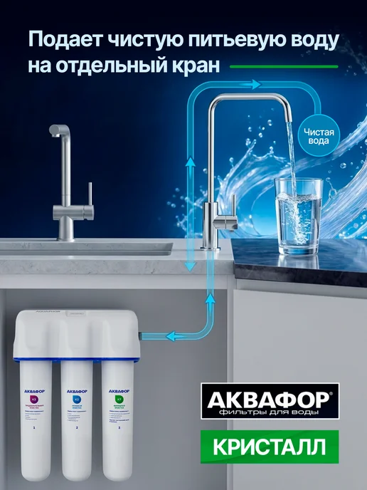Аквафор Фильтр проточный под мойку Кристалл для мягкой воды, вариант, фото 6