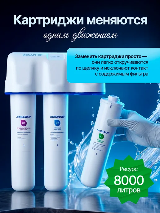 Аквафор Фильтр проточный под мойку Кристалл для мягкой воды, вариант, фото 7
