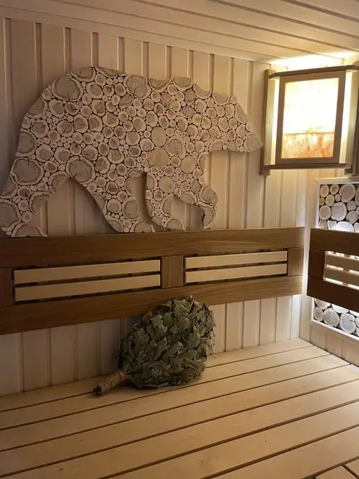 Банькофф Панно из можжевельника Медведь 100х50 см (на право), 100x50 см, фото 3