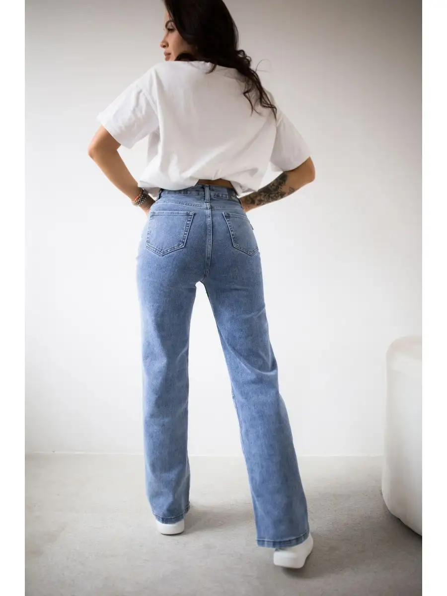 джинсы прямого кроя женские с высокой талией
