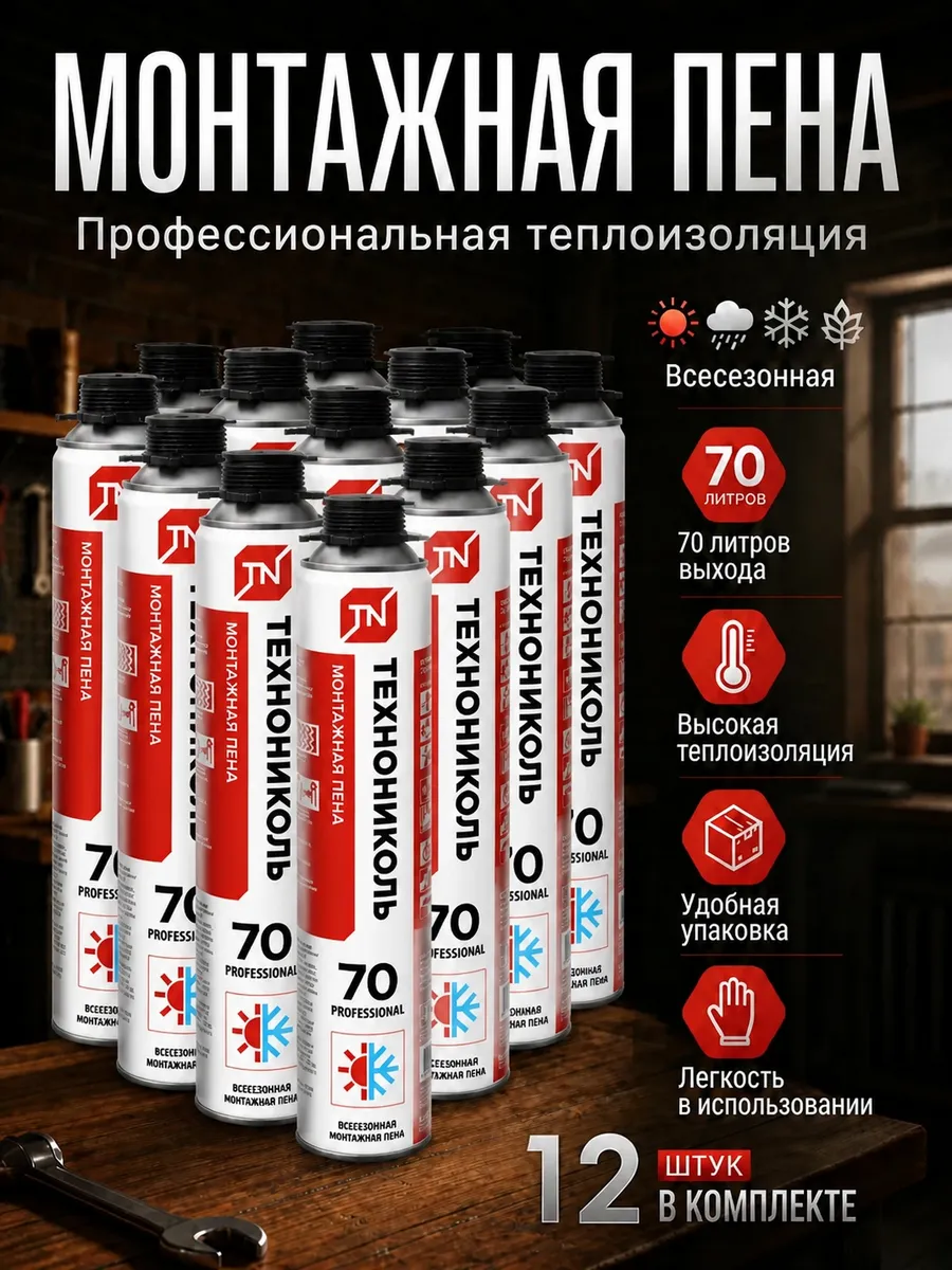 Пена монтажная Технониколь 70 профессиональная под пистолет