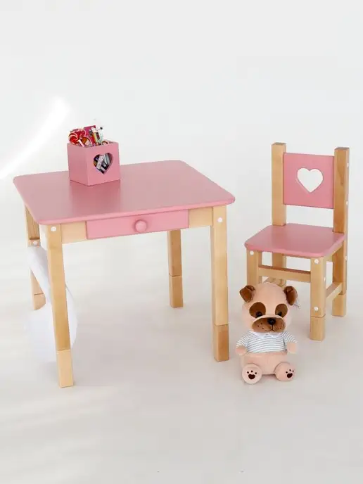SIMBA LAND детская мебель Детский стол и стул растущий от года Forest Pink, розовый