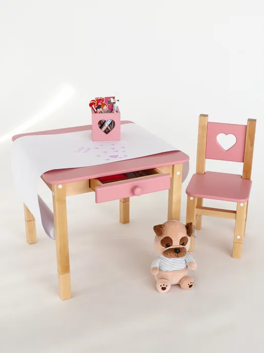 SIMBA LAND детская мебель Детский стол и стул растущий от года Forest Pink, розовый, фото 2
