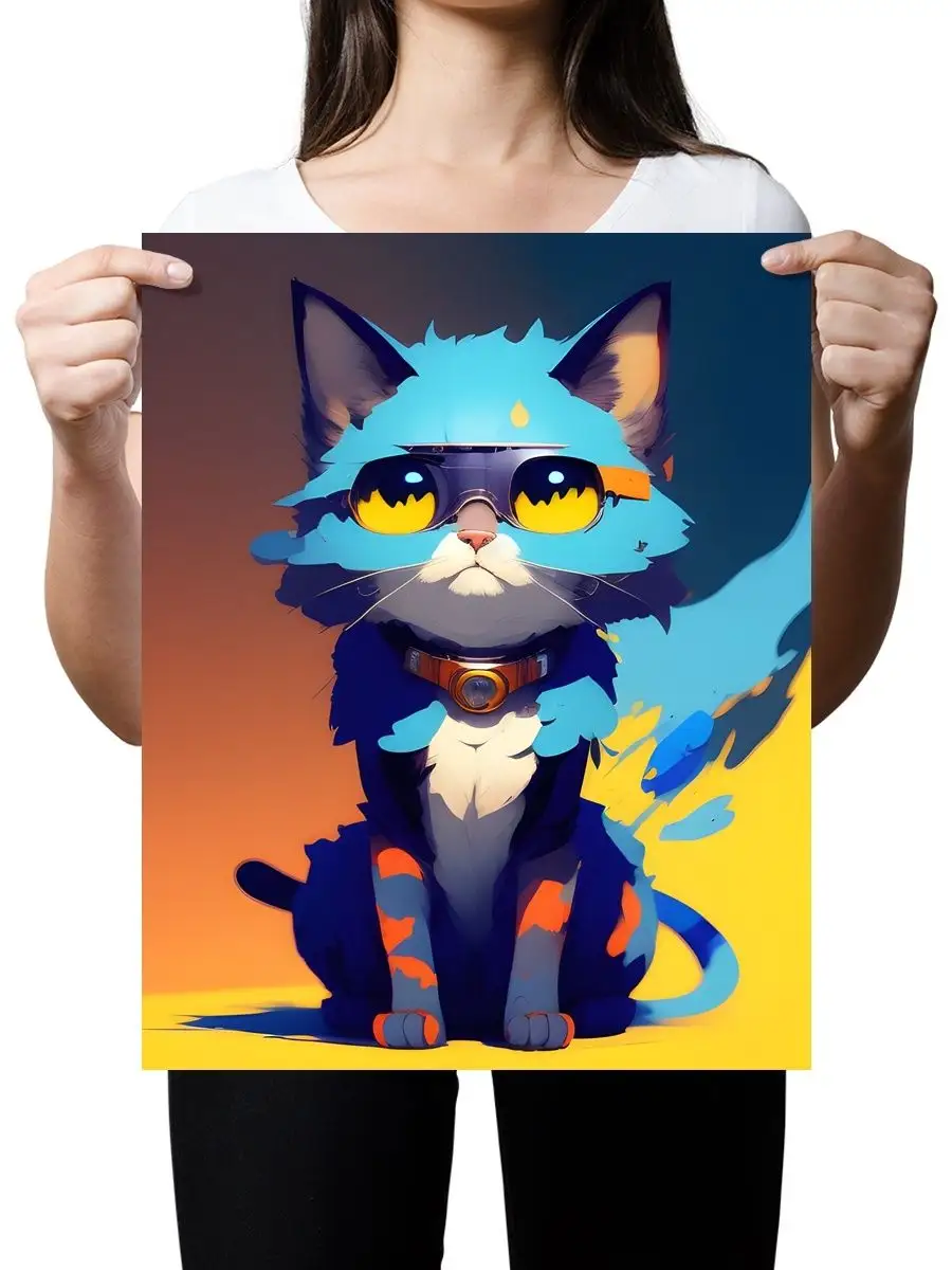 О! Мой Постер Декор для интерьера постер Японский кот, арт, дизайн кошка