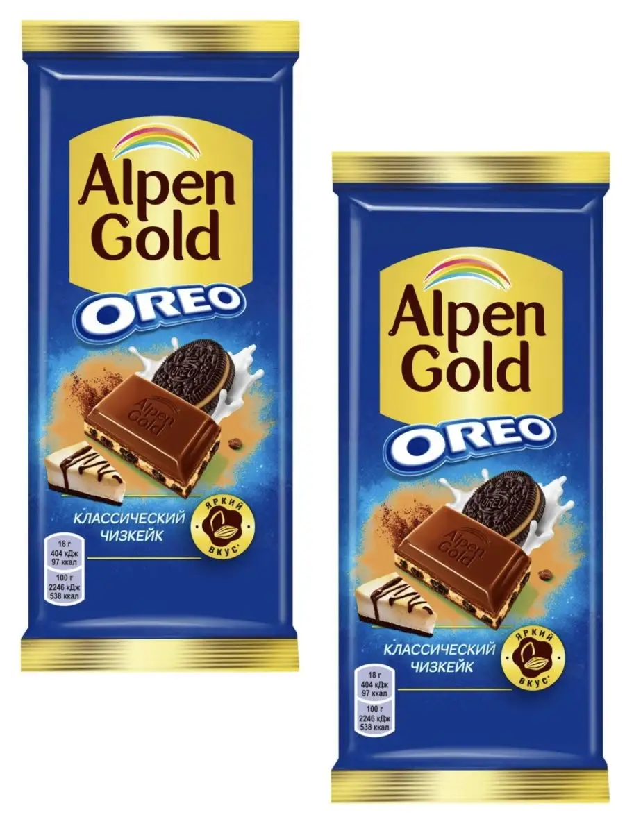 Шоколад молочный Oreo Классический чизкейк, 90 г (2 шт) Alpen Gold  154802152 купить за 496 ₽ в интернет-магазине Wildberries