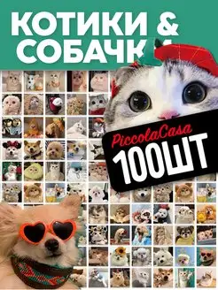 Наклейки котики собаки 100шт Piccola casa 154818796 купить за 252 ₽ в интернет-магазине Wildberries