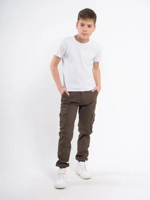 KIDSTORE5.10.15 Брюки карго джоггеры, зеленый, фото 4