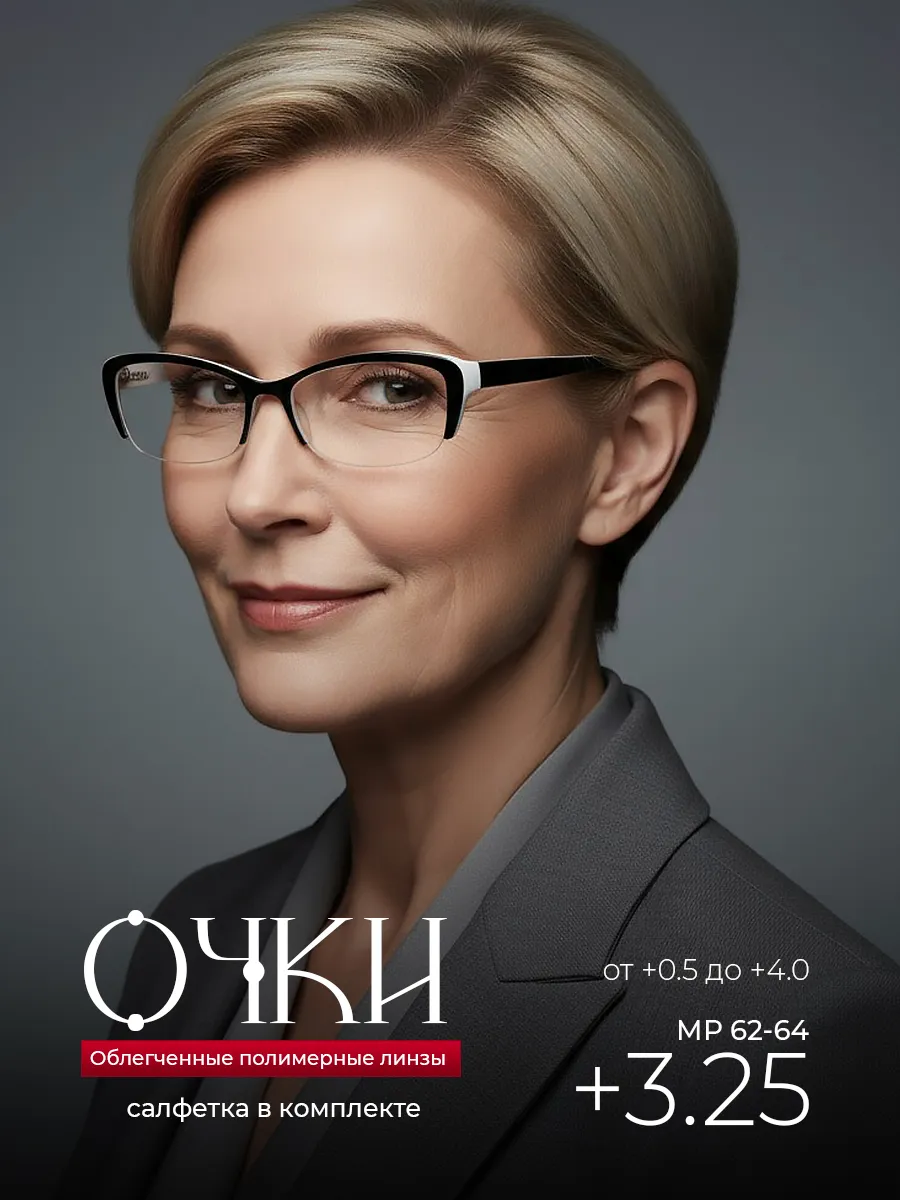Готовые очки для зрения +3.25 корригирующие для чтения