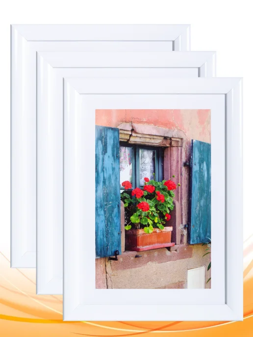 More рамок Фоторамка 21х30 (А4) Белый, набор 3 шт, багет 727, 21x30, 3 шт