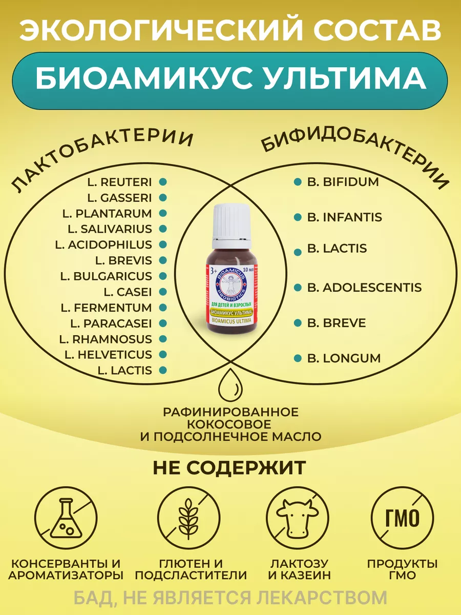 Пробиотик взрослым УЛЬТИМА, 19 штаммов, для ЖКТ БиоАмикус / BioAmicus  155109241 купить за 809 ₽ в интернет-магазине Wildberries