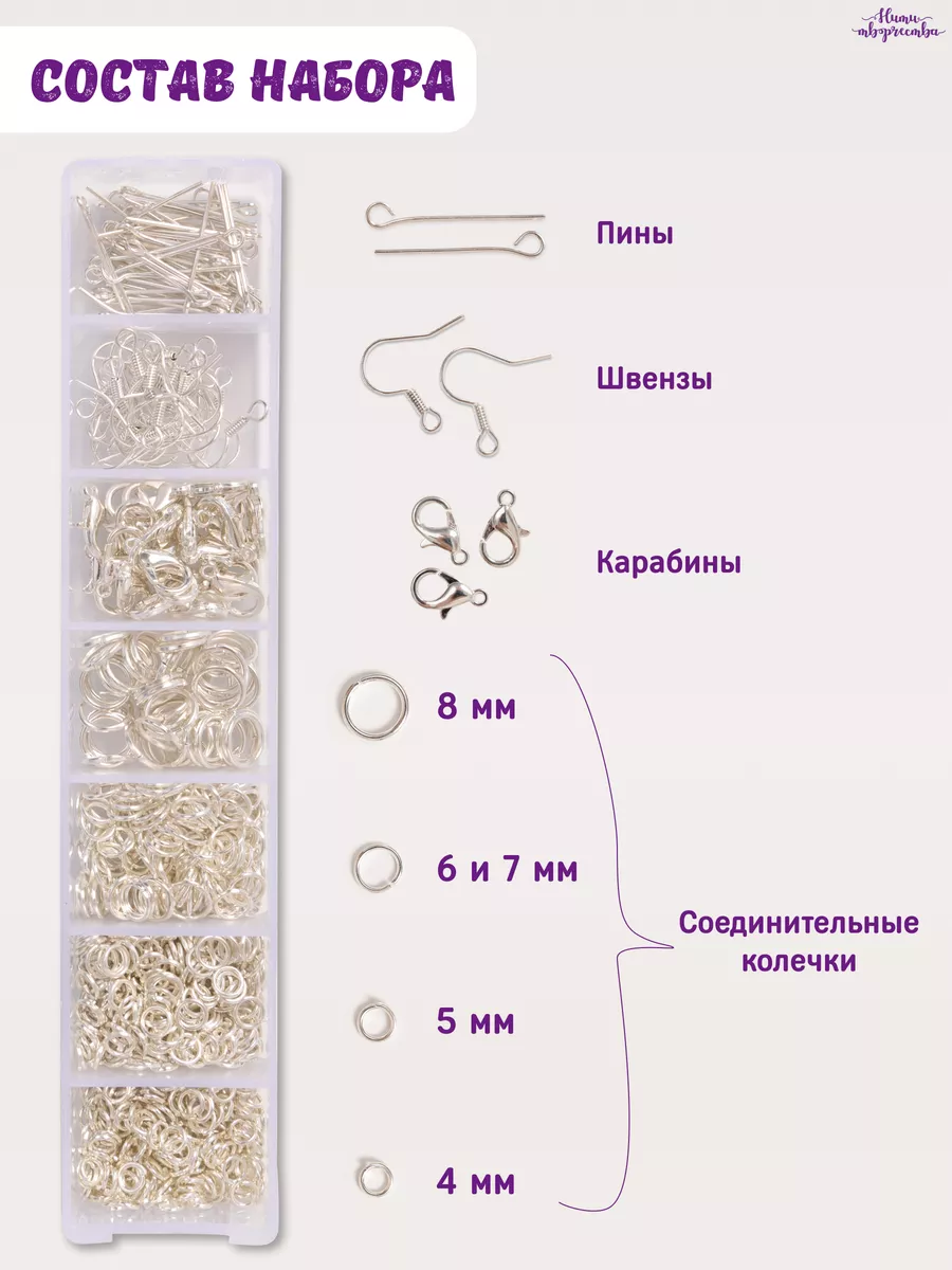 Фурнитура для украшений бижутерии - набор 7яч. Нити творчества 155149640  купить за 405 ₽ в интернет-магазине Wildberries