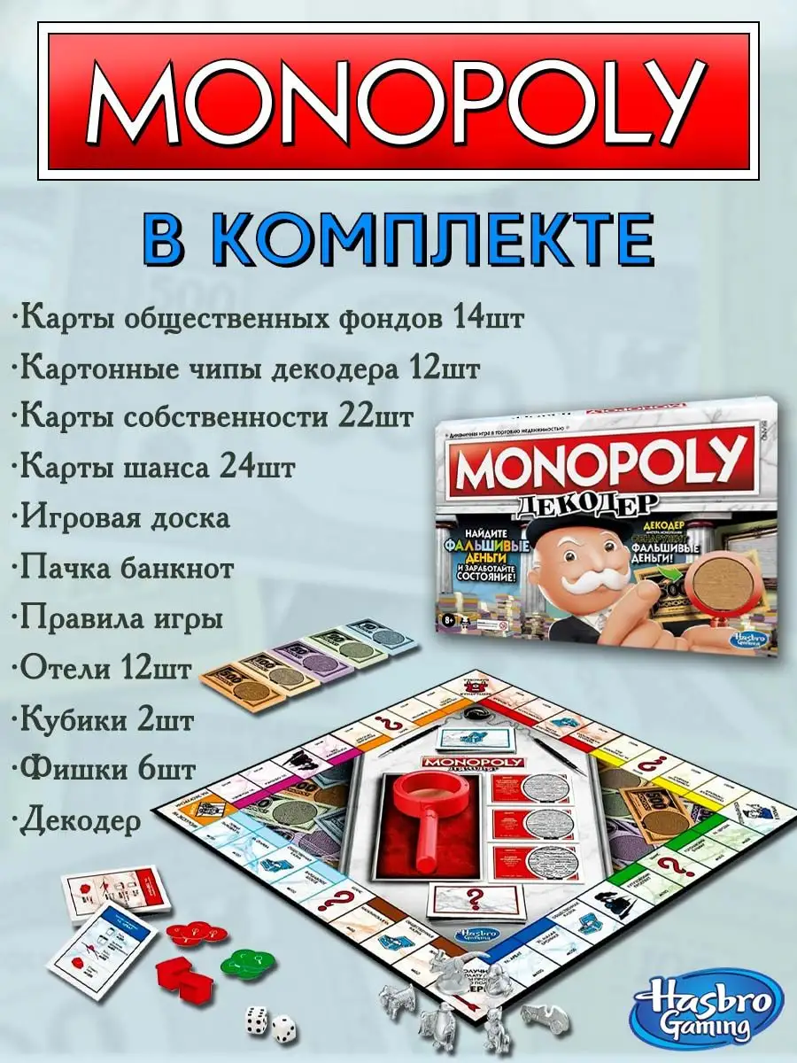 Игра настольная Монополия Декодер MONOPOLY 155191498 купить за 2 984 ₽ в  интернет-магазине Wildberries