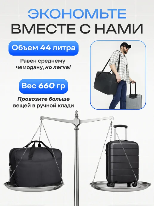 55х40х20 Сумка 55*40*20 дорожная ручная кладь на чемодан в самолет, 40x20, фото 7