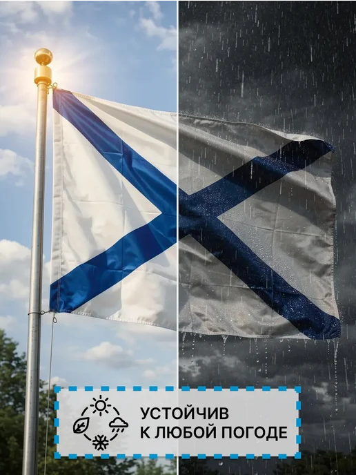 десантник Андреевский флаг ВМФ большой, России уличный, фото 3