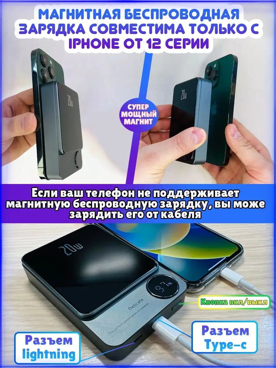 Full of energy Беспроводная зарядка Magsafe для iphone Powerbank 10 000 mAh