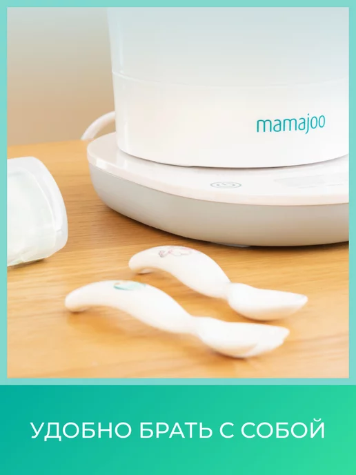 Mamajoo Ложка для прикорма детская обучающая пластиковая 2 шт, белый, фото 5