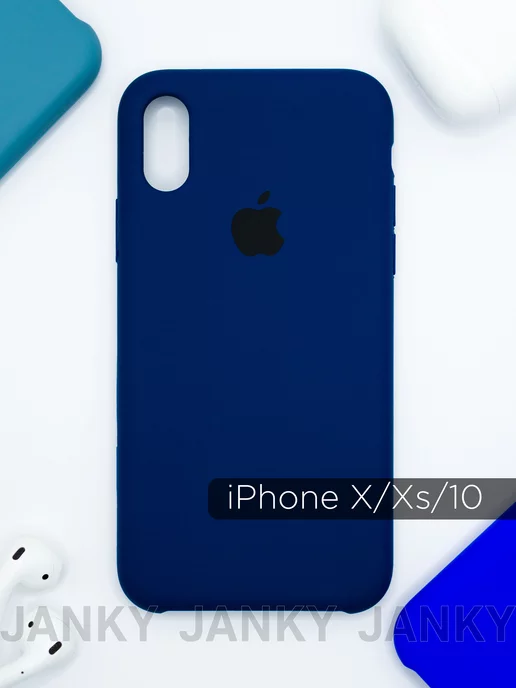 Janky Чехол на iPhone X, Xs, 10 с яблоком, синий, фото 2