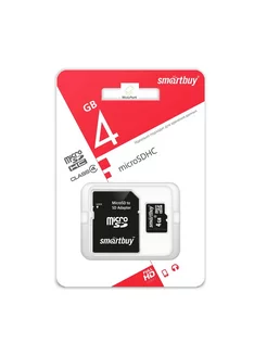 Карта памяти (Micro sd) SDHC 4GB Smartbuy 155288601 купить за 277 ₽ в интернет-магазине Wildberries