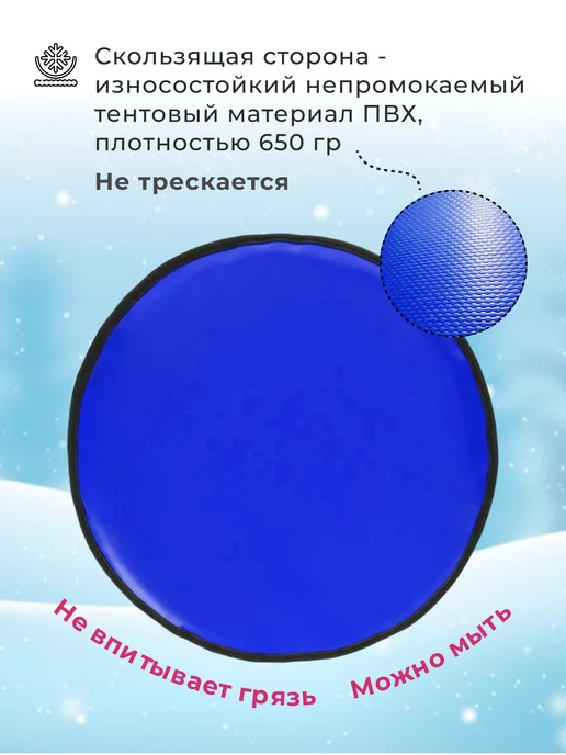 Уют в Квадрате Ледянка для горки круглая 45 см мягкая, Единороги, синий, фото 5