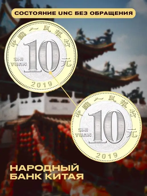 Монетный дискаунтер Коллекционная монета 10 юаней Китай Год Свиньи 2019, вариант, фото 4