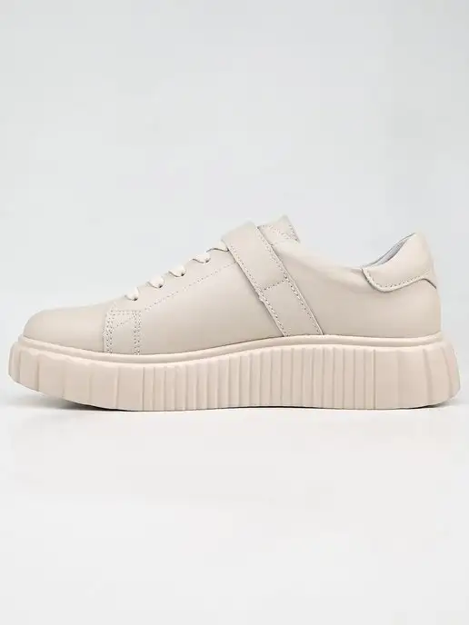 Geronea Shoes Кеды натуральная кожа на платформе, бежевый, фото 6