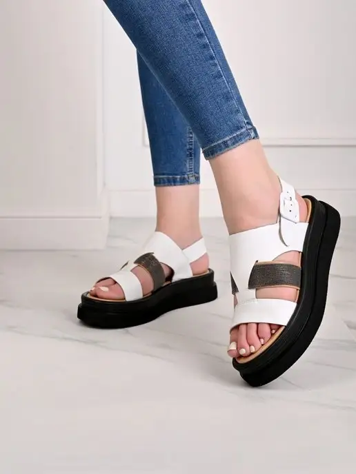 Shoes house Сандалии без каблука, белый, фото 3