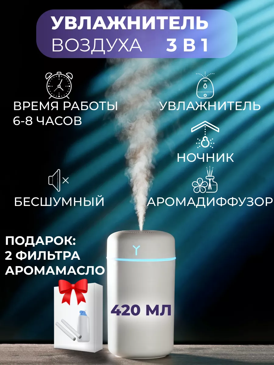 увлажнитель воздуха для дома мини настольный с подсветкой KliHouse  155380164 купить в интернет-магазине Wildberries