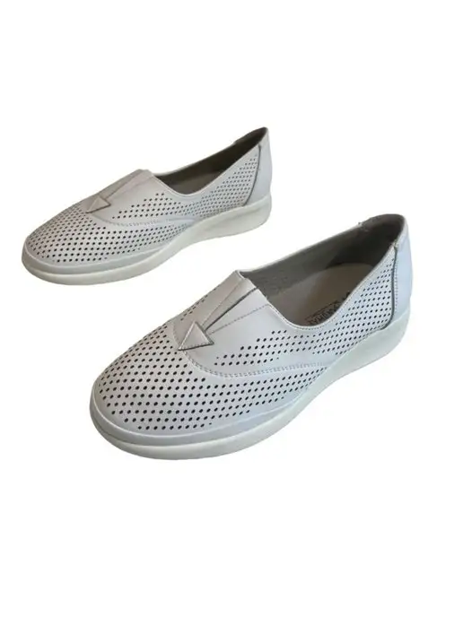 SANDWAY Туфли женские мокасины спортивные удобные, белый
