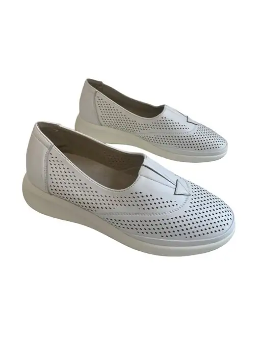 SANDWAY Туфли женские мокасины спортивные удобные, белый, фото 2