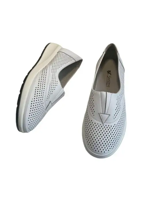 SANDWAY Туфли женские мокасины спортивные удобные, белый, фото 3