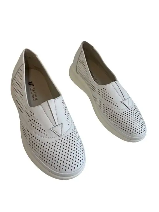 SANDWAY Туфли женские мокасины спортивные удобные, белый, фото 4