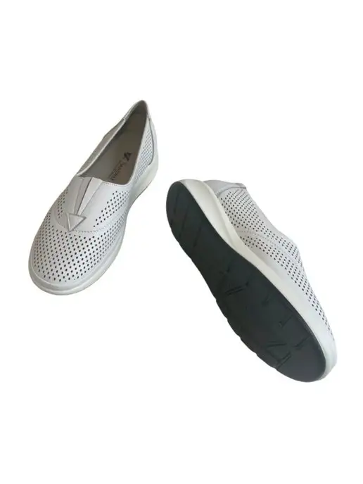SANDWAY Туфли женские мокасины спортивные удобные, белый, фото 5