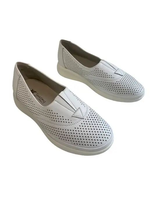 SANDWAY Туфли женские мокасины спортивные удобные, белый, фото 7