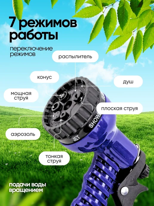 WMC Tools Шланг поливочный растягивающийся 15 метров, 15 м, фото 2