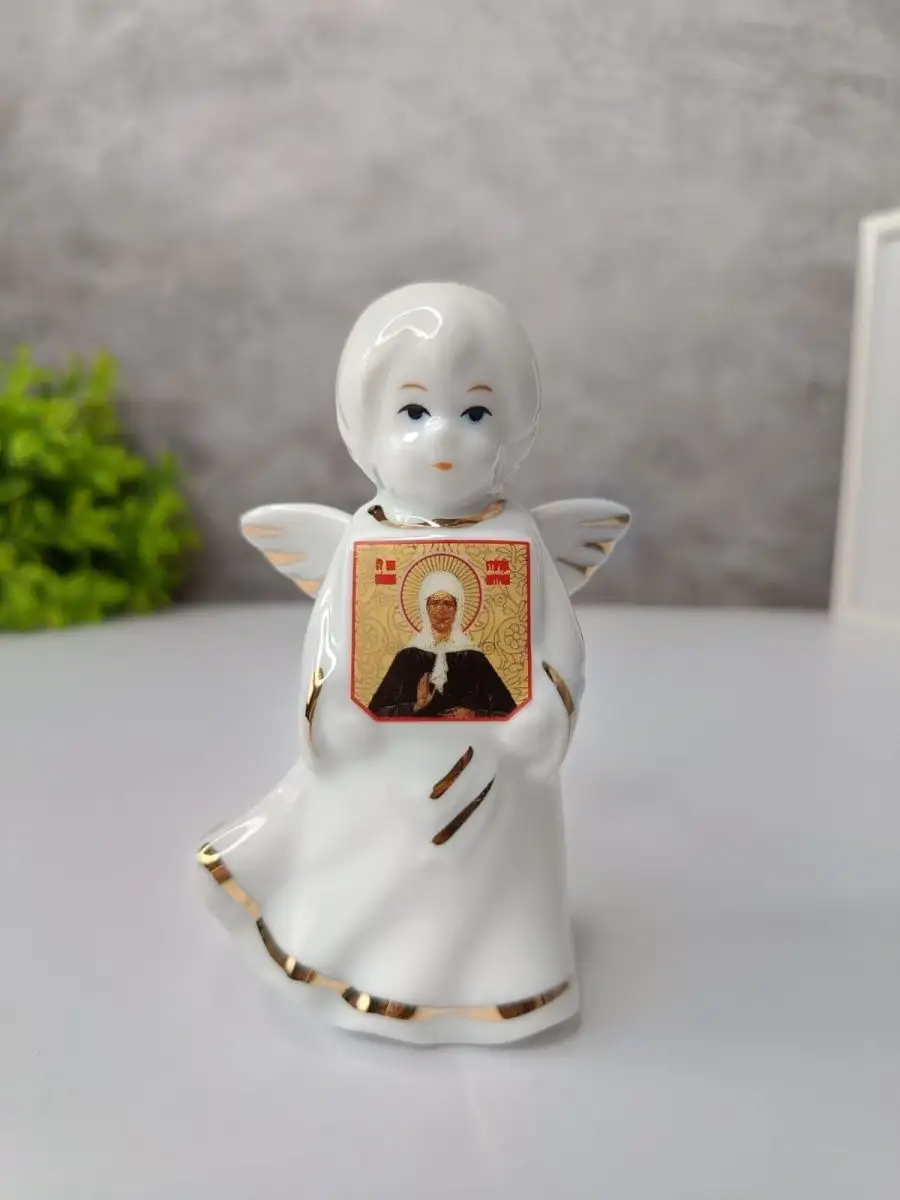 Ангел с иконой фарфор