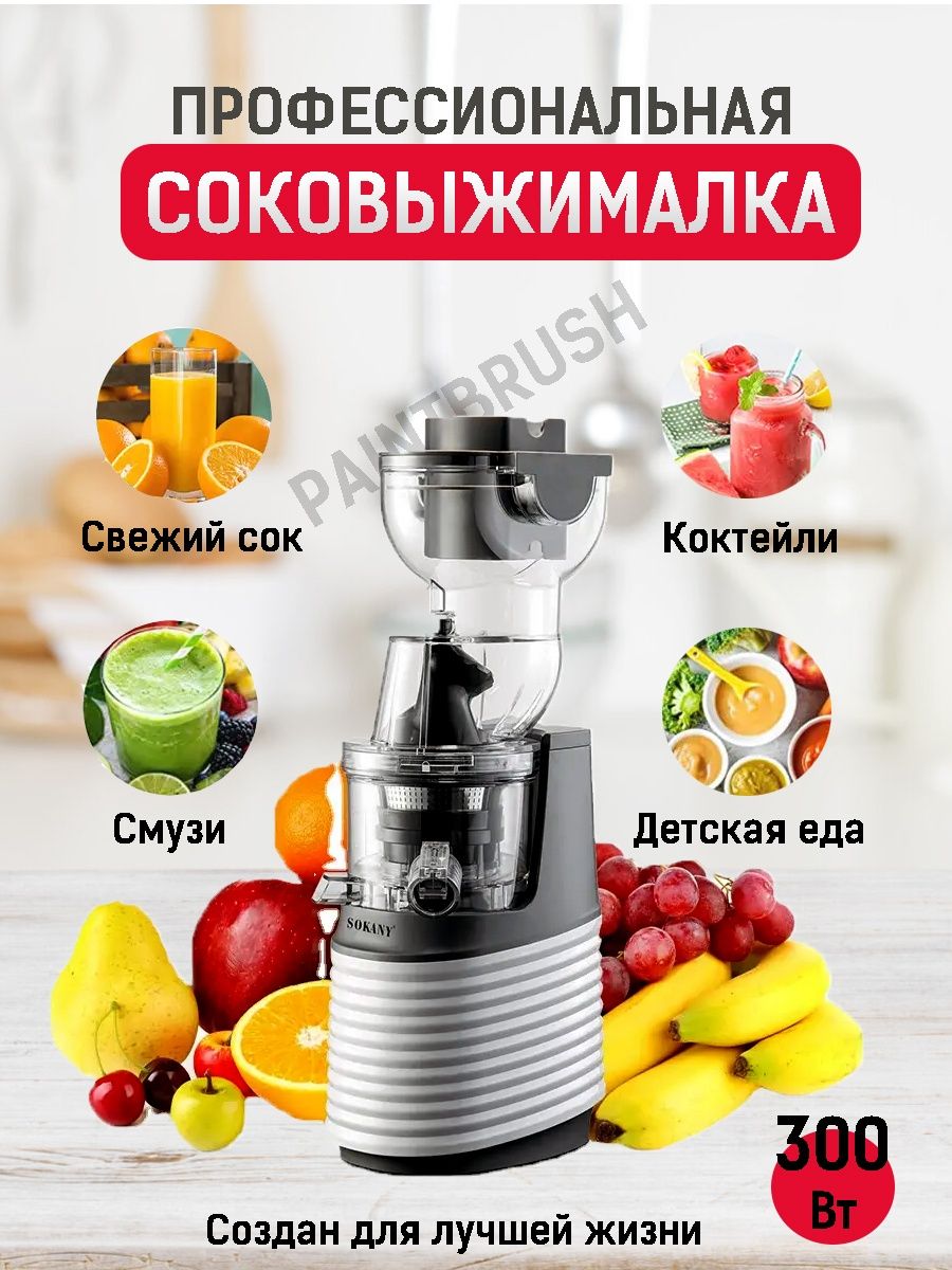 Соковыжималка электрическая шнековая для коктейлей и соков Paintbrush  155425600 купить в интернет-магазине Wildberries