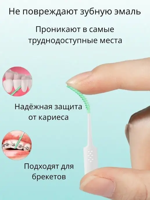 HONS MEDICAL Межзубные ёршики зубочистки пластиковые для зубов и брекетов, вариант, фото 2
