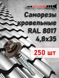 Саморезы кровельные 4,8х35 RAL 8017 БОЛТ ПРОФФ 155447194 купить за 918 ₽ в интернет-магазине Wildberries