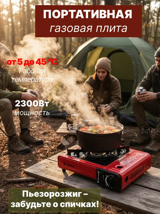 ФАНТ Плита газовая портативная Delta D-213P 2300 Вт, 2300 Вт