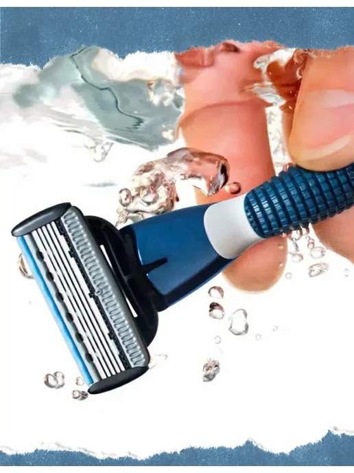 Qshave Blue Men Сменные кассеты, лезвия для мужской бритвы, 4 шт, 4 шт, фото 4