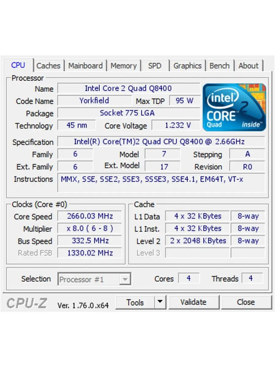 Intel Процессор Core 2 Quad Q8400 LGA775 4 ядра 4 потока