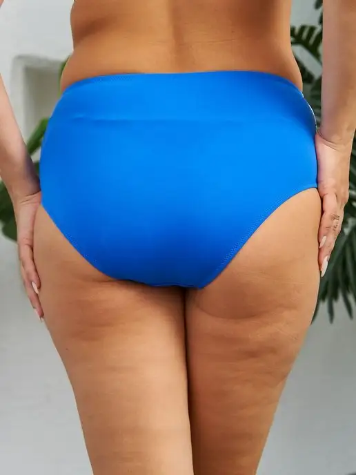 PREMIUM SWIMWEAR Плавки бикини для купальника низ однотонные, синий, фото 3