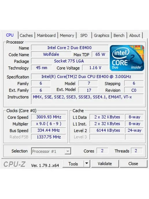 Intel Процессор Core 2 Duo E8400 LGA775 2 Ядра 2 Потока, LGA775 Ядра Потока, фото 2