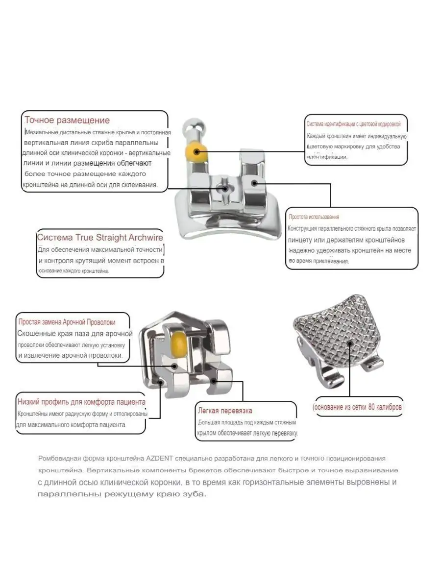 Bracket в 1 упаковке 20 брекетов Брекет AZDENT 155680090 купить за 552 ₽ в  интернет-магазине Wildberries