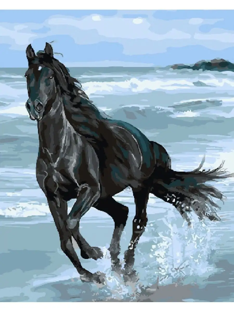 Картина по Номерам на Холсте Черная лошадь 40*50 000 Art Hobby Home  155711656 купить за 771 ₽ в интернет-магазине Wildberries