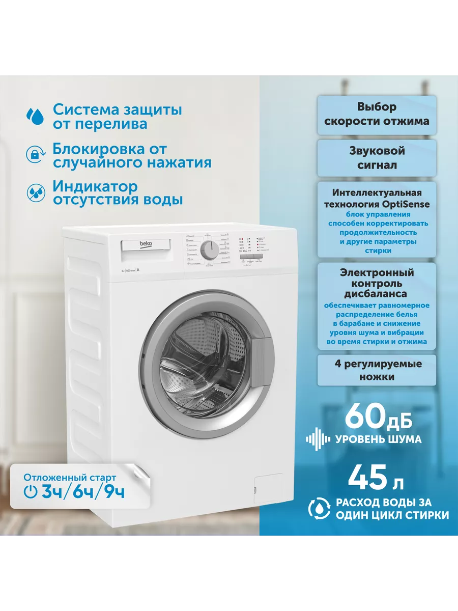 Стиральная машина WRS 54P1 BSW 7320510021 BEKO 155759702 купить в  интернет-магазине Wildberries